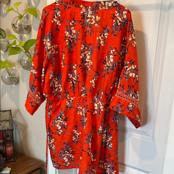 Vici Vibrant Orange Floral Kimono - Picture 7 of 10